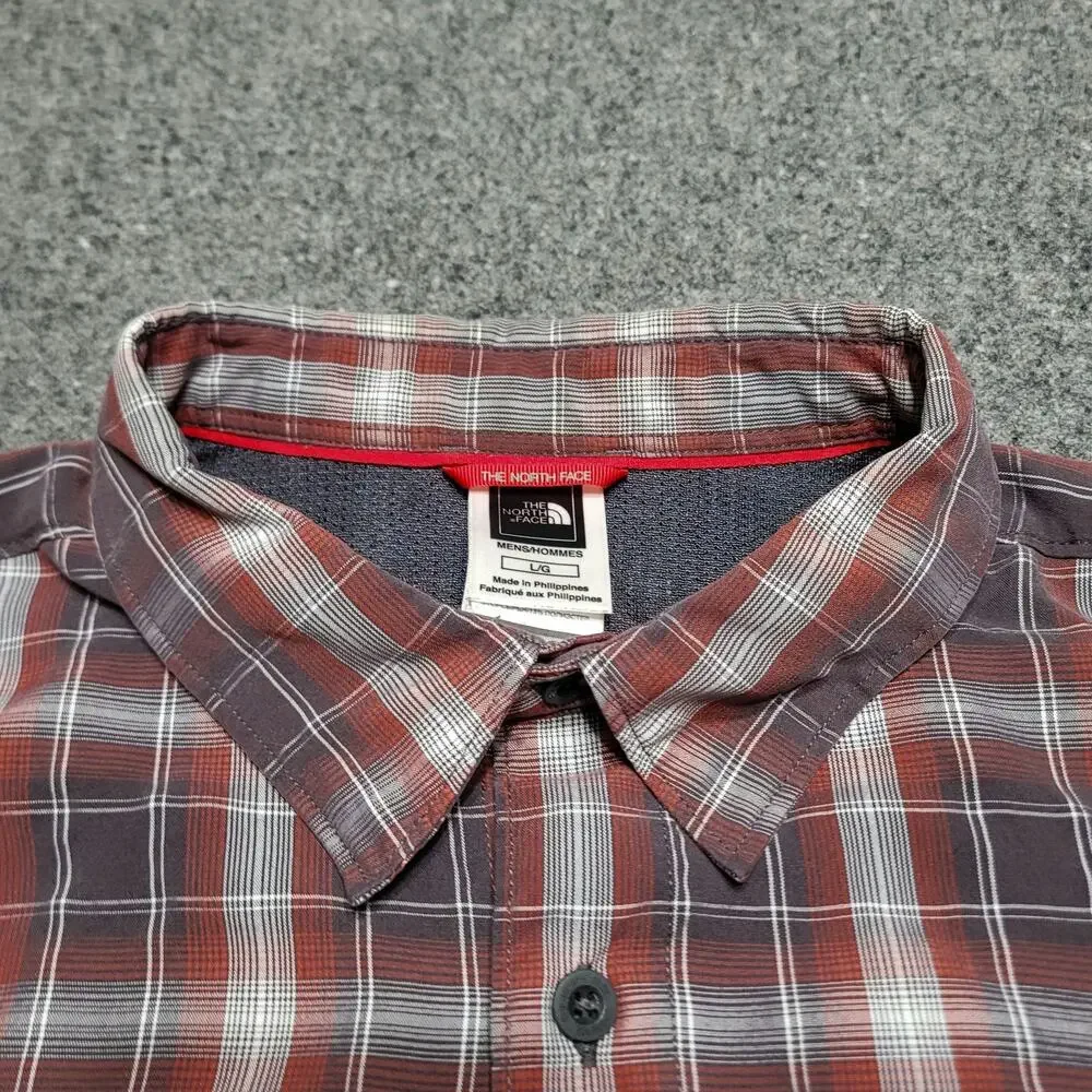 The North Face Shirt Mens Large Brown Plaid Millstone Outdoors Tech Trail Travel